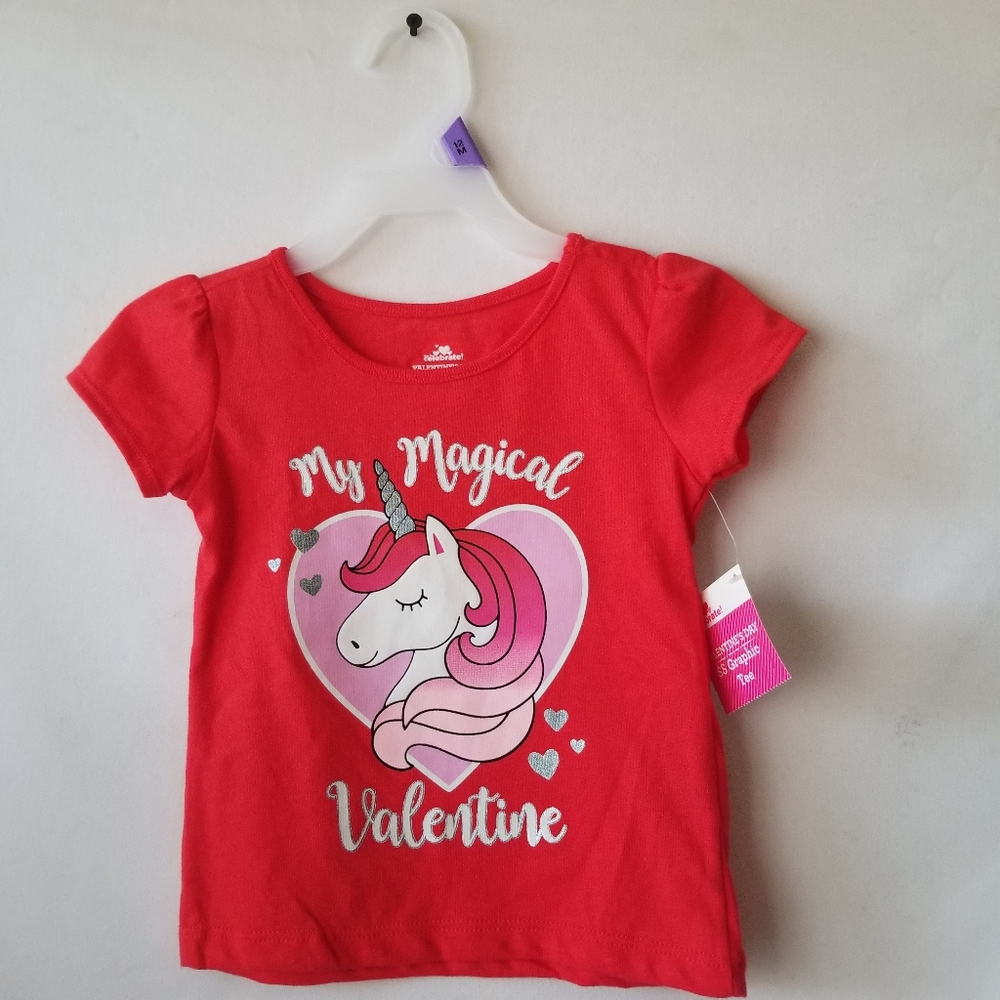 New Way To Celebrate My Magical Valentine Unicorn Red Shirt 12M or 3T